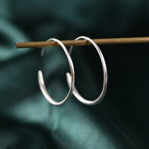 s999 fine silver simple hoop earrings, a pair silver hoop earrings