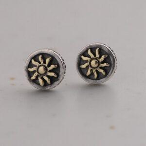 s925 sterling silver sun shape stud earrings, a pair oxidized silver stud earrings