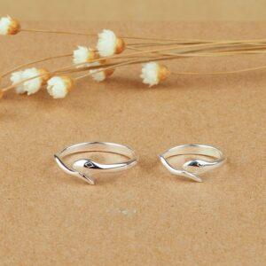 s925 sterling silver small snake shape adjustable ring, simple silver open ring
