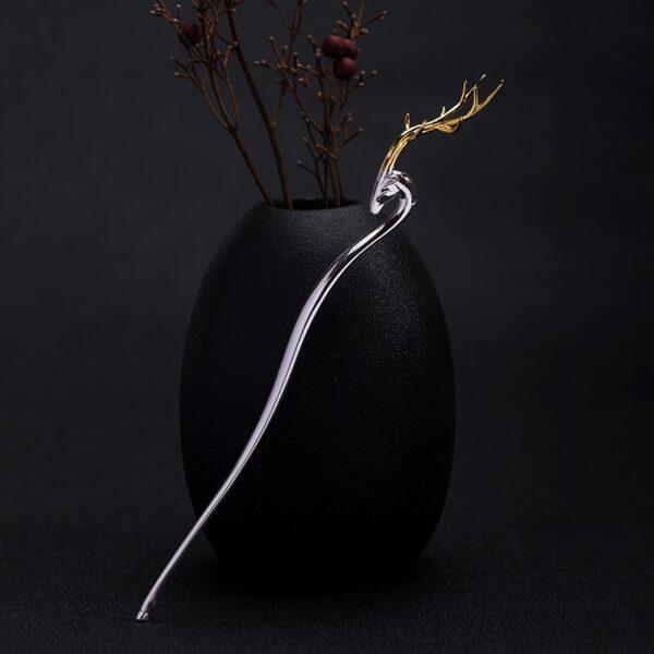 s925 sterling silver deer shape hairpin, nice silver deer hair stick