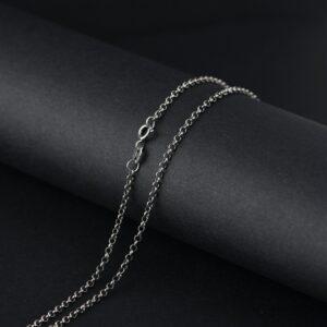 s925 sterling silver rolo chain necklace, oxidized silver chain necklace