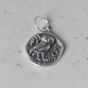 s925 sterling silver owl pendant, small silver bird charm