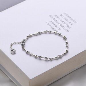 s925 sterling silver bone shape chain bracelet, oxidized silver chain bracelet