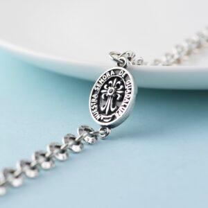 s925 sterling silver Jesus shape chain bracelet, oxidized silver chain bracelet