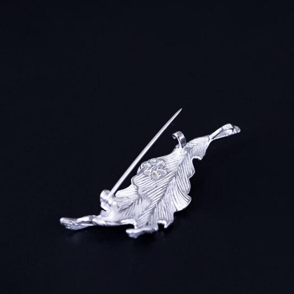 s925 sterling silver leaf shape brooch, nice pearl pin - Image 2