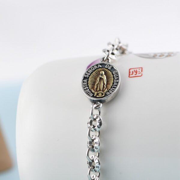 s925 sterling silver Jesus shape chain bracelet, oxidized silver chain bracelet - Image 2