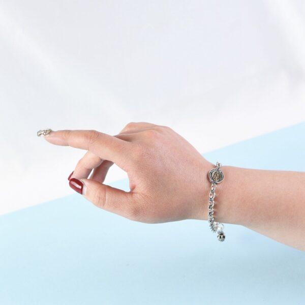 s925 sterling silver Jesus shape chain bracelet, oxidized silver chain bracelet - Image 3