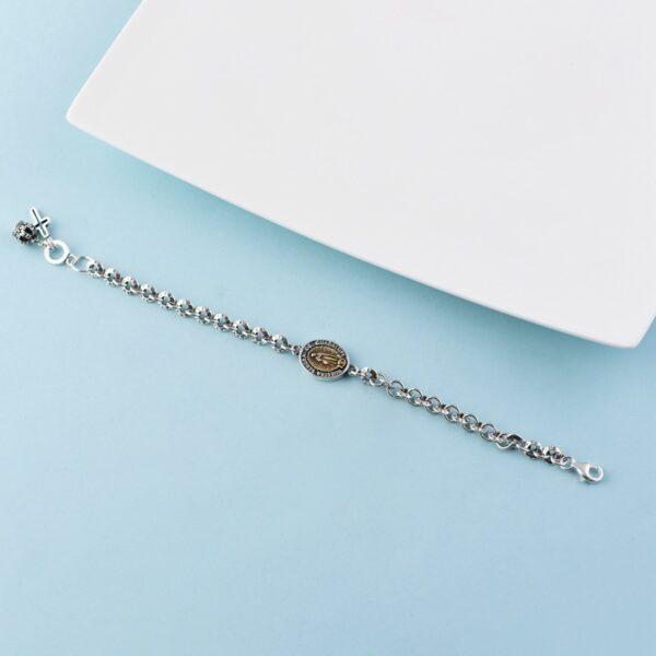 s925 sterling silver Jesus shape chain bracelet, oxidized silver chain bracelet - Image 4