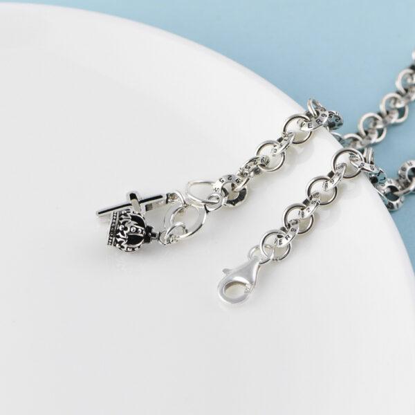 s925 sterling silver Jesus shape chain bracelet, oxidized silver chain bracelet - Image 5