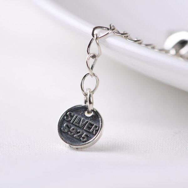 s925 sterling silver bone shape chain bracelet, oxidized silver chain bracelet - Image 6