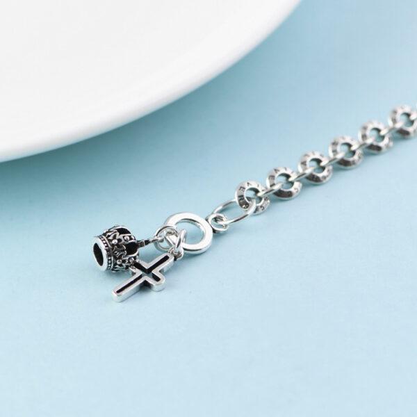 s925 sterling silver Jesus shape chain bracelet, oxidized silver chain bracelet - Image 6