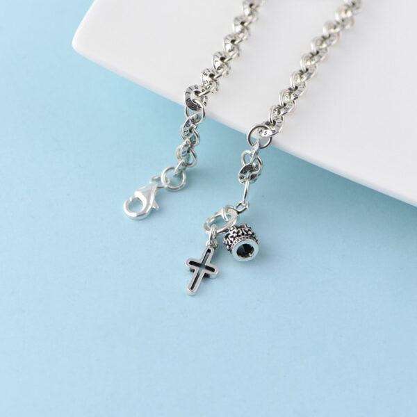 s925 sterling silver Jesus shape chain bracelet, oxidized silver chain bracelet - Image 7