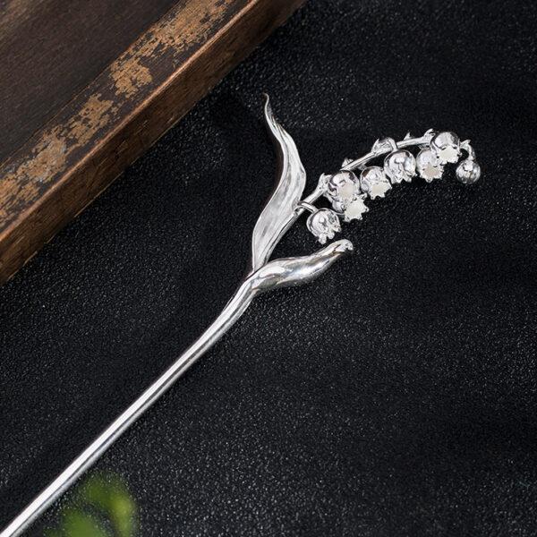 bell lily hairpin, flower hairpin, silver hairpin, s925 sterling silver, hair stick - Image 5