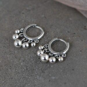 balls earrings, dangle earrings, hoop earrings, sterling silver earrings, a pair earrings