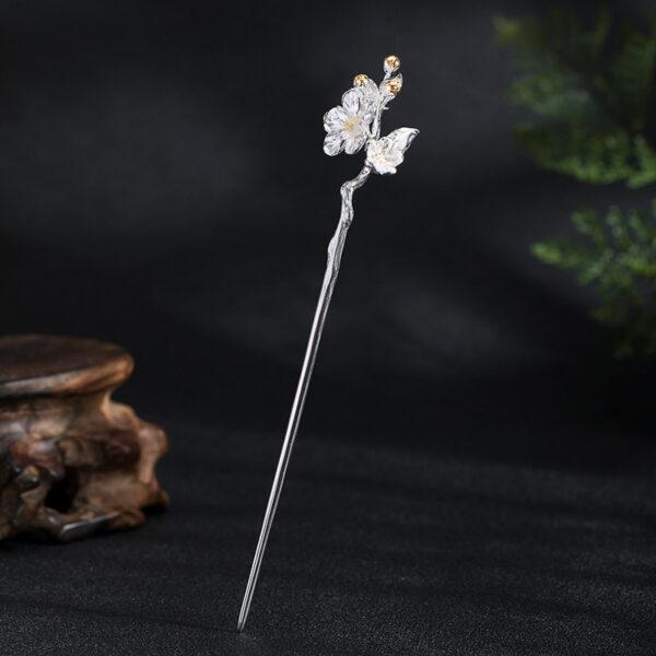 Begonia hairpin, flower hairpin, silver hairpin, s925 sterling silver, hair stick