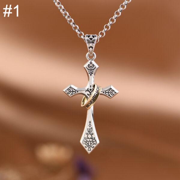 cross pendant, flower pendant, retro pendant s925 sterling silver pendant - Image 11