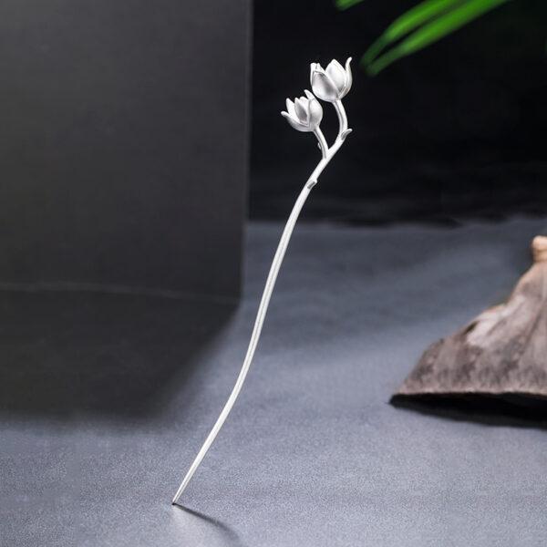 Magnolia hairpin, flowers hairpin, silver hairpin, s925 sterling silver, hair stick
