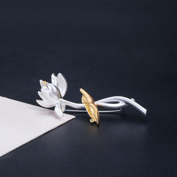 lotus brooch, flower brooch, s925 sterling silver, silver brooch, silver pin