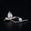 Magnolia brooch, flower brooch, s925 sterling silver, pearl brooch, silver brooch, silver pin