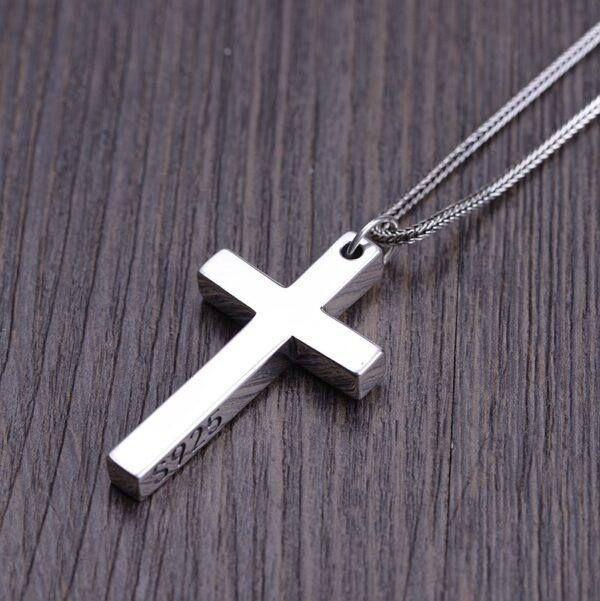cross pendant, simple pendant, s925 sterling silver pendant - Image 2