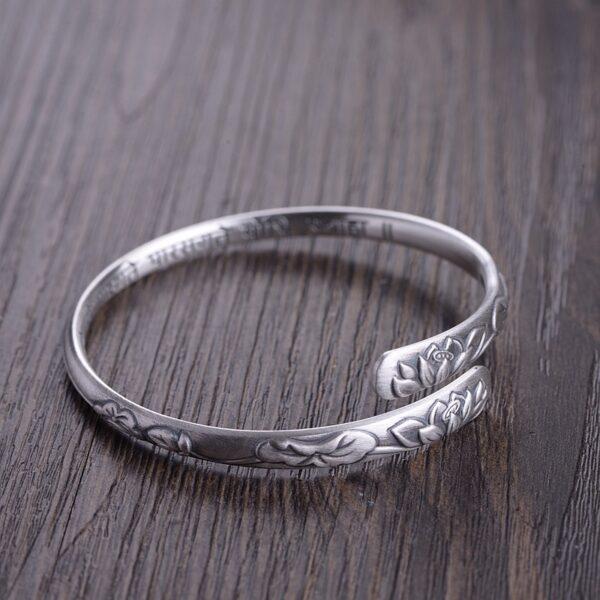 flower bangle, flower ring, openable bracelet, adjsutable bracelet, silver bangle, fine silver bracelet - Image 2