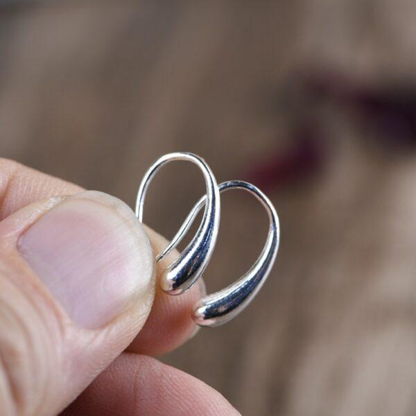 droplet earrings, simple earrings, sterling silver earrings, a pair earrings - Image 2