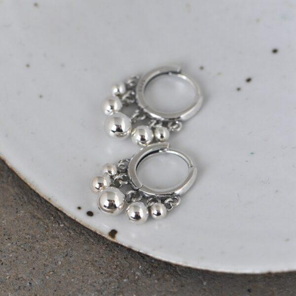 balls earrings, dangle earrings, hoop earrings, sterling silver earrings, a pair earrings - Image 2