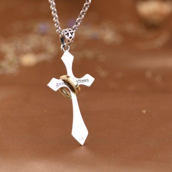 cross pendant, flower pendant, retro pendant s925 sterling silver pendant - Image 2