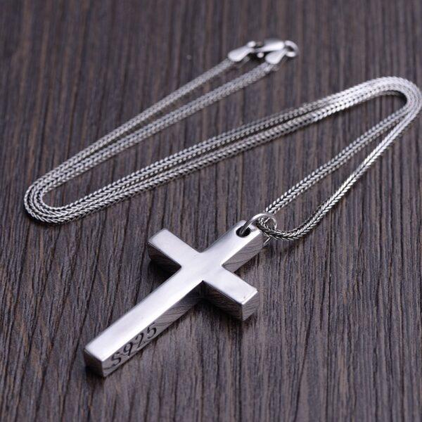 cross pendant, simple pendant, s925 sterling silver pendant - Image 3