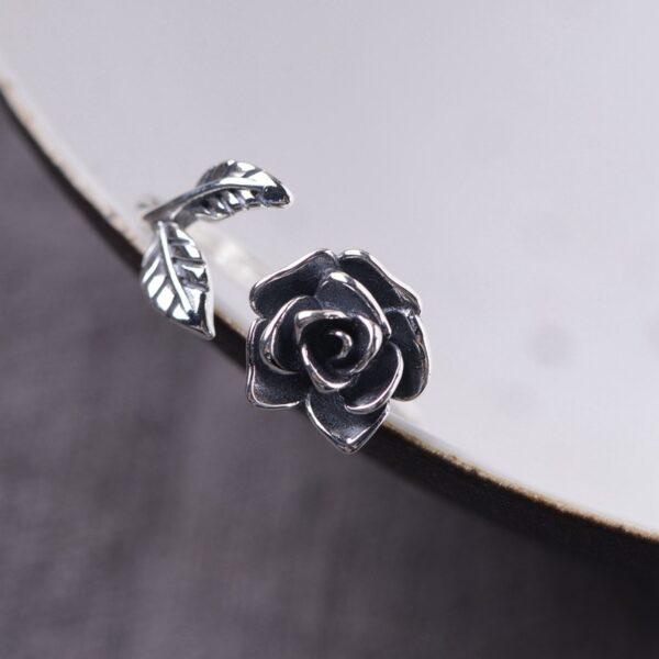 flower ring, rose ring, silver ring, open ring, adjustable ring, s925 sterling silver ring - Image 3