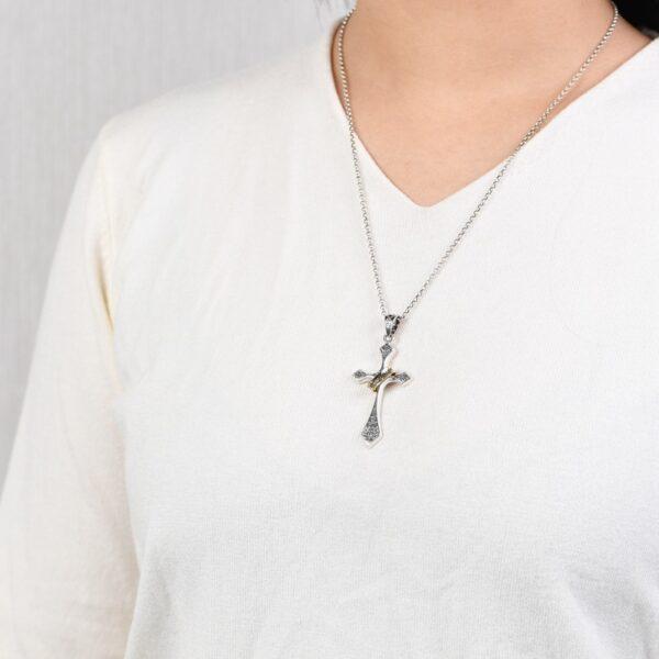 cross pendant, flower pendant, retro pendant s925 sterling silver pendant - Image 3