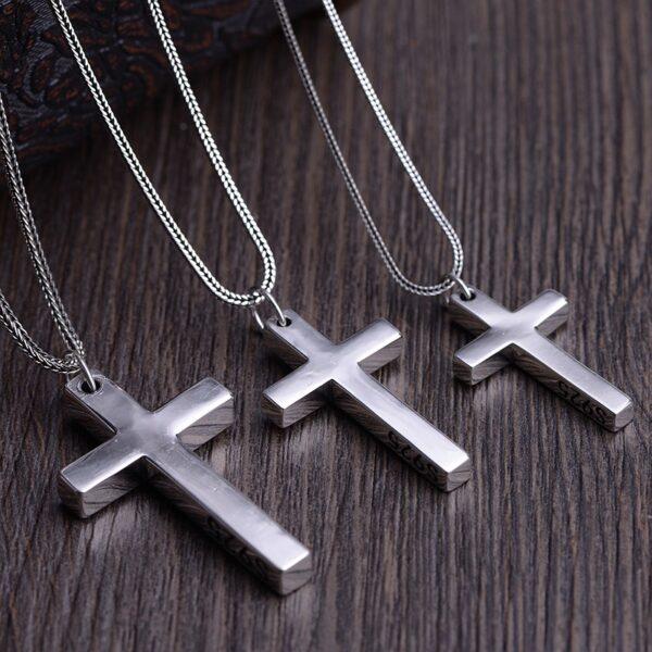 cross pendant, simple pendant, s925 sterling silver pendant - Image 4