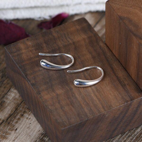 droplet earrings, simple earrings, sterling silver earrings, a pair earrings - Image 4