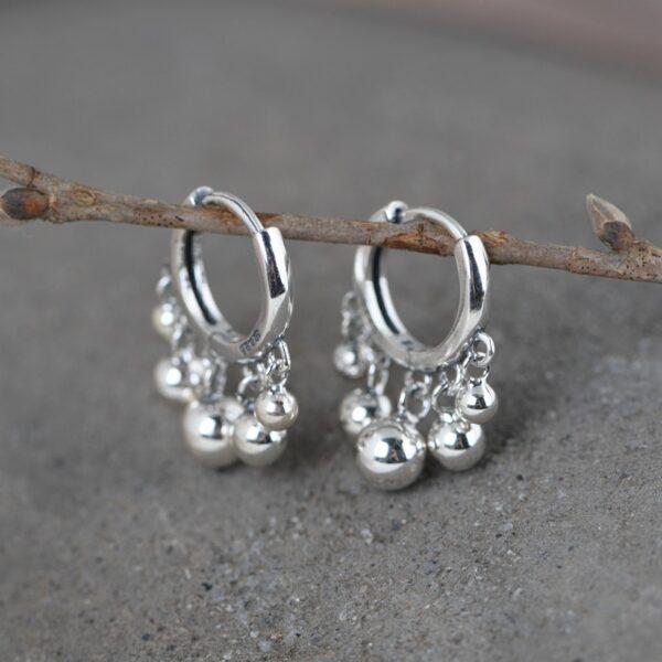 balls earrings, dangle earrings, hoop earrings, sterling silver earrings, a pair earrings - Image 3