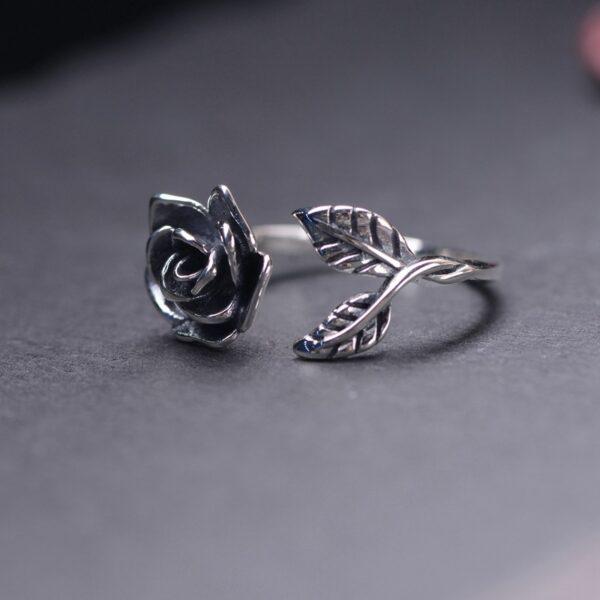 flower ring, rose ring, silver ring, open ring, adjustable ring, s925 sterling silver ring - Image 4