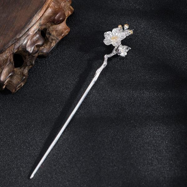 Begonia hairpin, flower hairpin, silver hairpin, s925 sterling silver, hair stick - Image 4