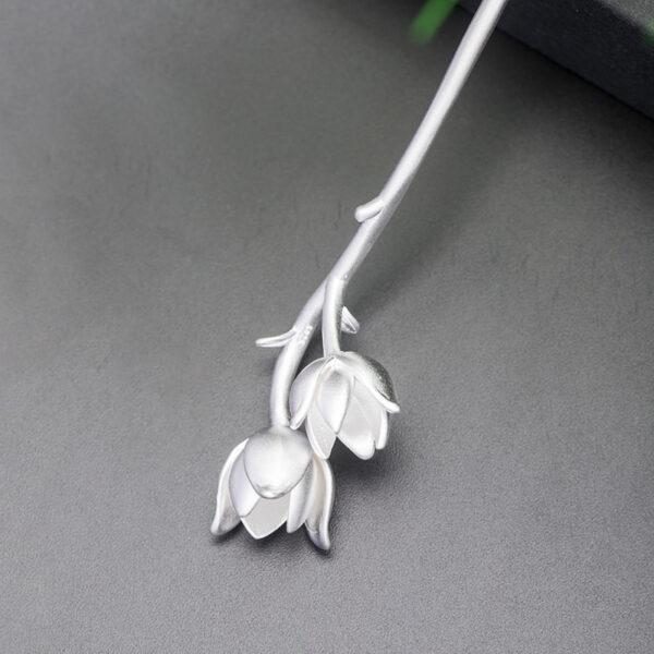 Magnolia hairpin, flowers hairpin, silver hairpin, s925 sterling silver, hair stick - Image 4