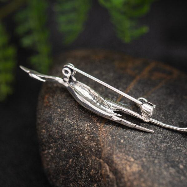 crane brooch, s925 sterling silver, silver brooch, silver pin - Image 4