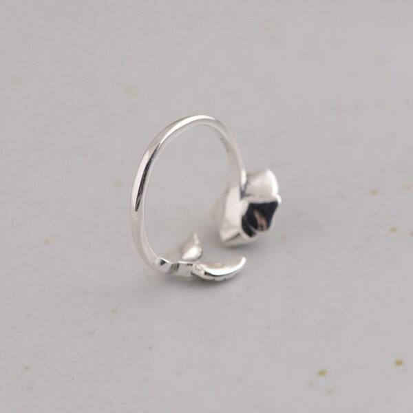 flower ring, rose ring, silver ring, open ring, adjustable ring, s925 sterling silver ring - Image 5
