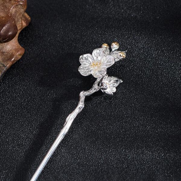 Begonia hairpin, flower hairpin, silver hairpin, s925 sterling silver, hair stick - Image 5