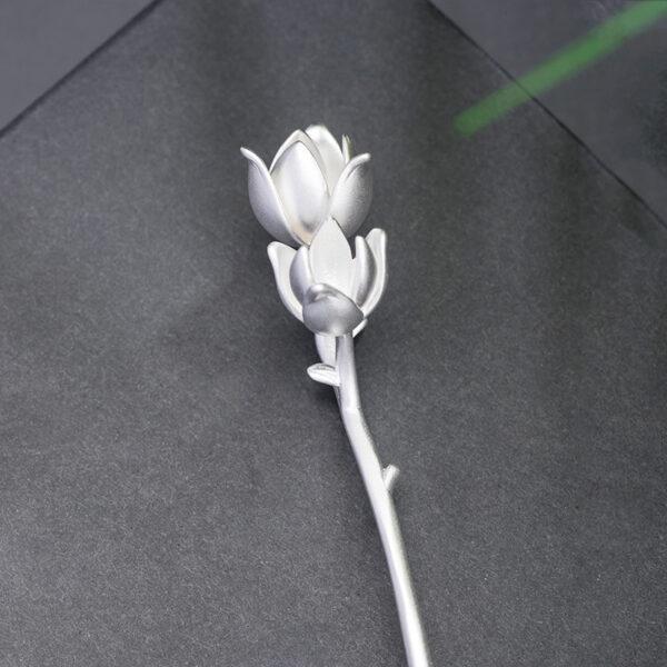 Magnolia hairpin, flowers hairpin, silver hairpin, s925 sterling silver, hair stick - Image 5