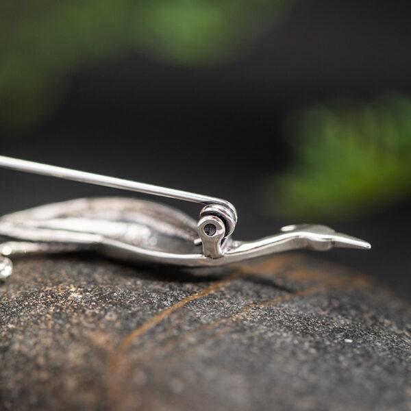 crane brooch, s925 sterling silver, silver brooch, silver pin - Image 5