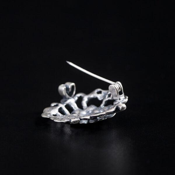 peony brooch, flower brooch, s925 sterling silver, retro brooch, silver brooch, silver pin - Image 5