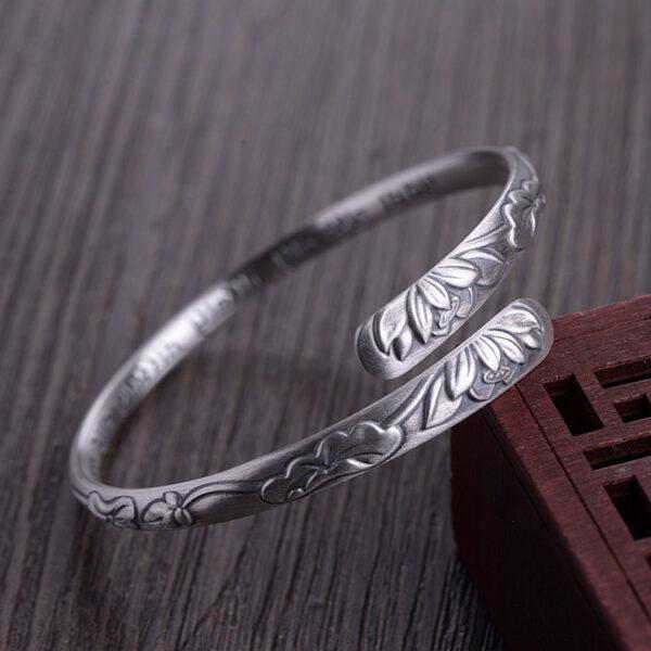flower bangle, flower ring, openable bracelet, adjsutable bracelet, silver bangle, fine silver bracelet - Image 6