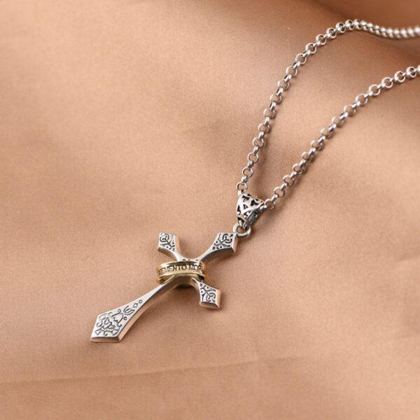 cross pendant, flower pendant, retro pendant s925 sterling silver pendant - Image 9