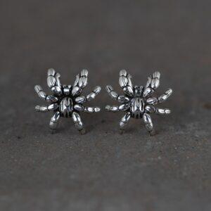 spider earrings, stud earrings, sterling silver earrings, a pair earrings