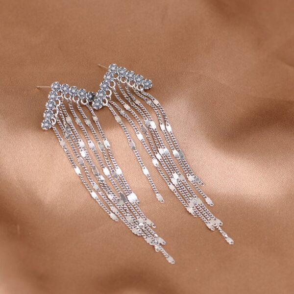 long tassel earrings, dangle earrings, sterling silver earrings, a pair earrings - Image 2