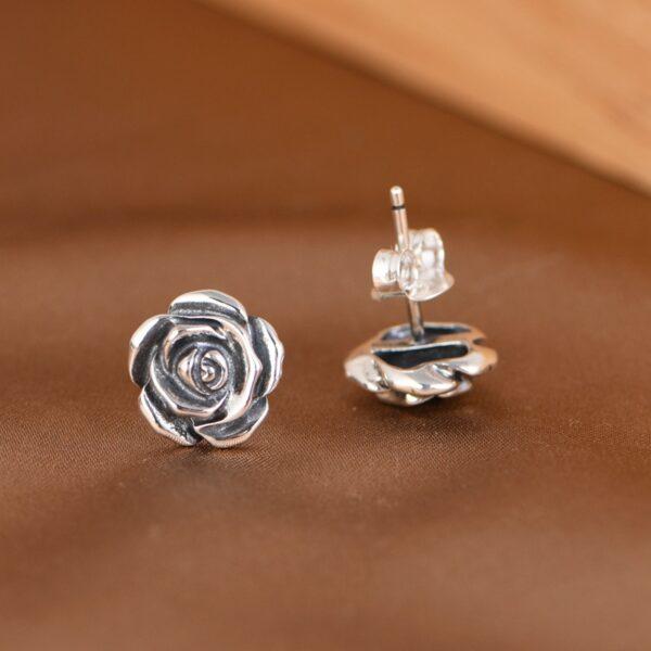 rose earrings, stud earrings, sterling silver earrings, a pair earrings - Image 2