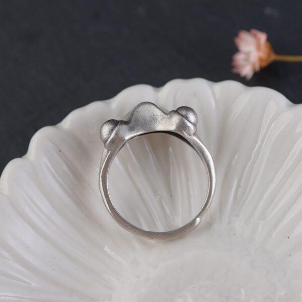 frog ring, silver ring, open ring, adjustable ring, matte surface ring, s925 sterling silver ring - Image 2