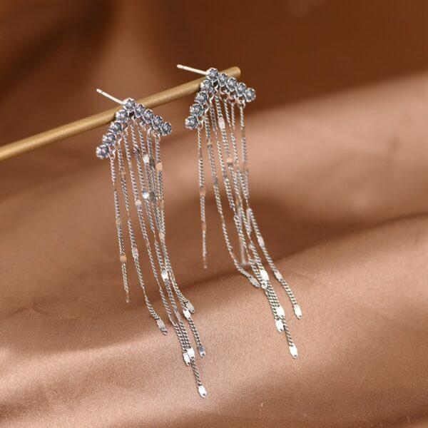 long tassel earrings, dangle earrings, sterling silver earrings, a pair earrings - Image 3